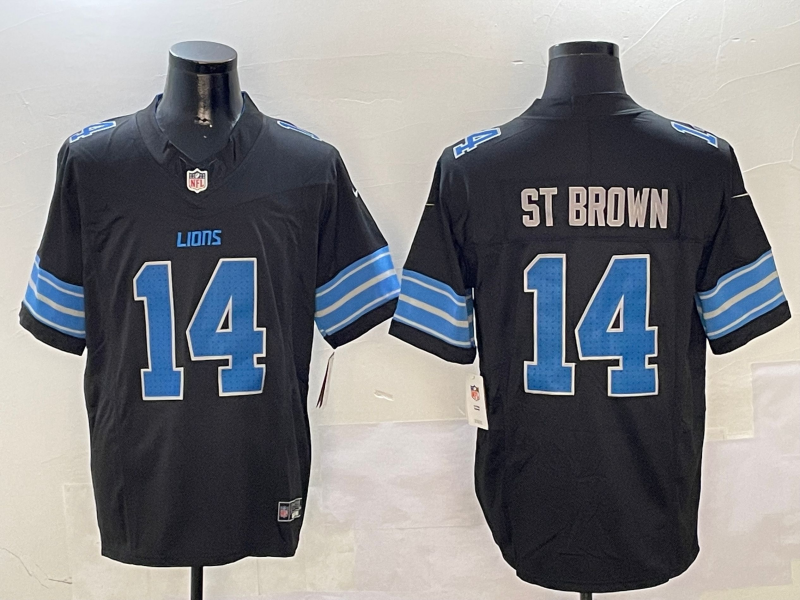 Men's Detroit Lions Amon-Ra St. Brown #14 Black Alternate Jersey
